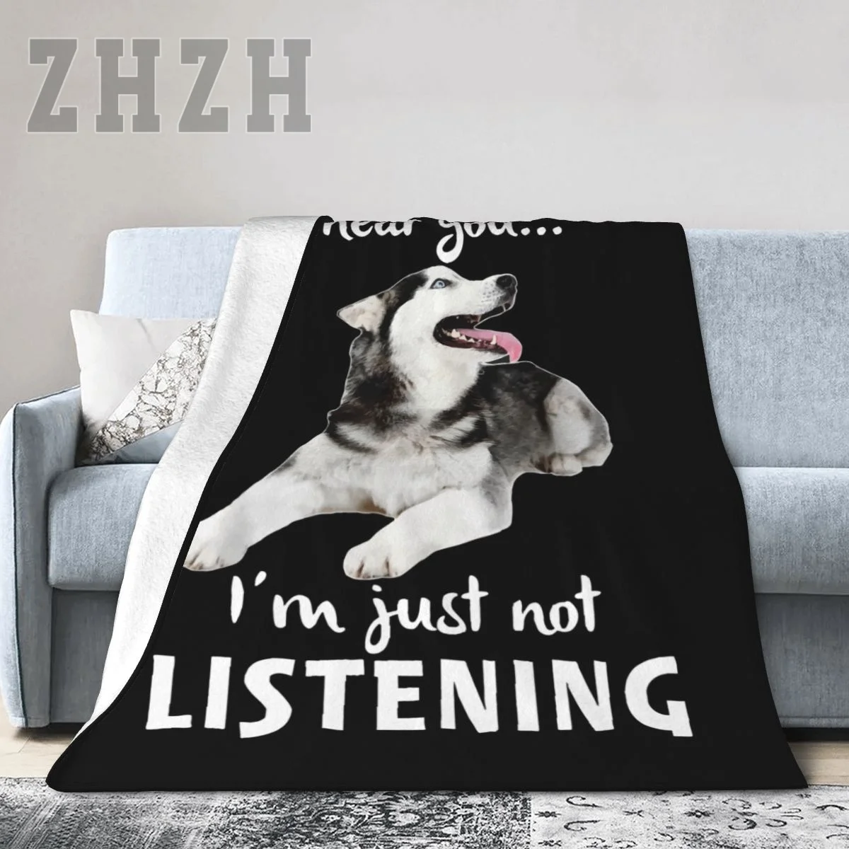 

Фланелевое Одеяло для любителей собак «Я тебя просто не слушаю», Сибирский хаски, многофункциональное покрывало для похода на открытом воздухе