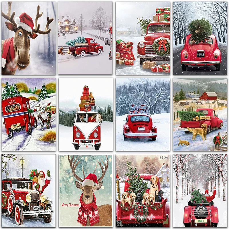 

5D Diy полный квадратный Круглый Алмазный рисунок Рождественская фотография животных Стразы мозаика ручной работы подарок