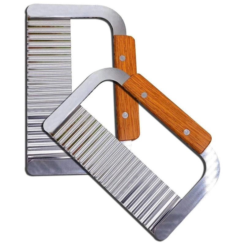 

Potato Slicer Chip Cutter Wave Cutter Stainless Steel Blade With Wooden Handle Kitchen Tool Cutter Tool For Potatoes