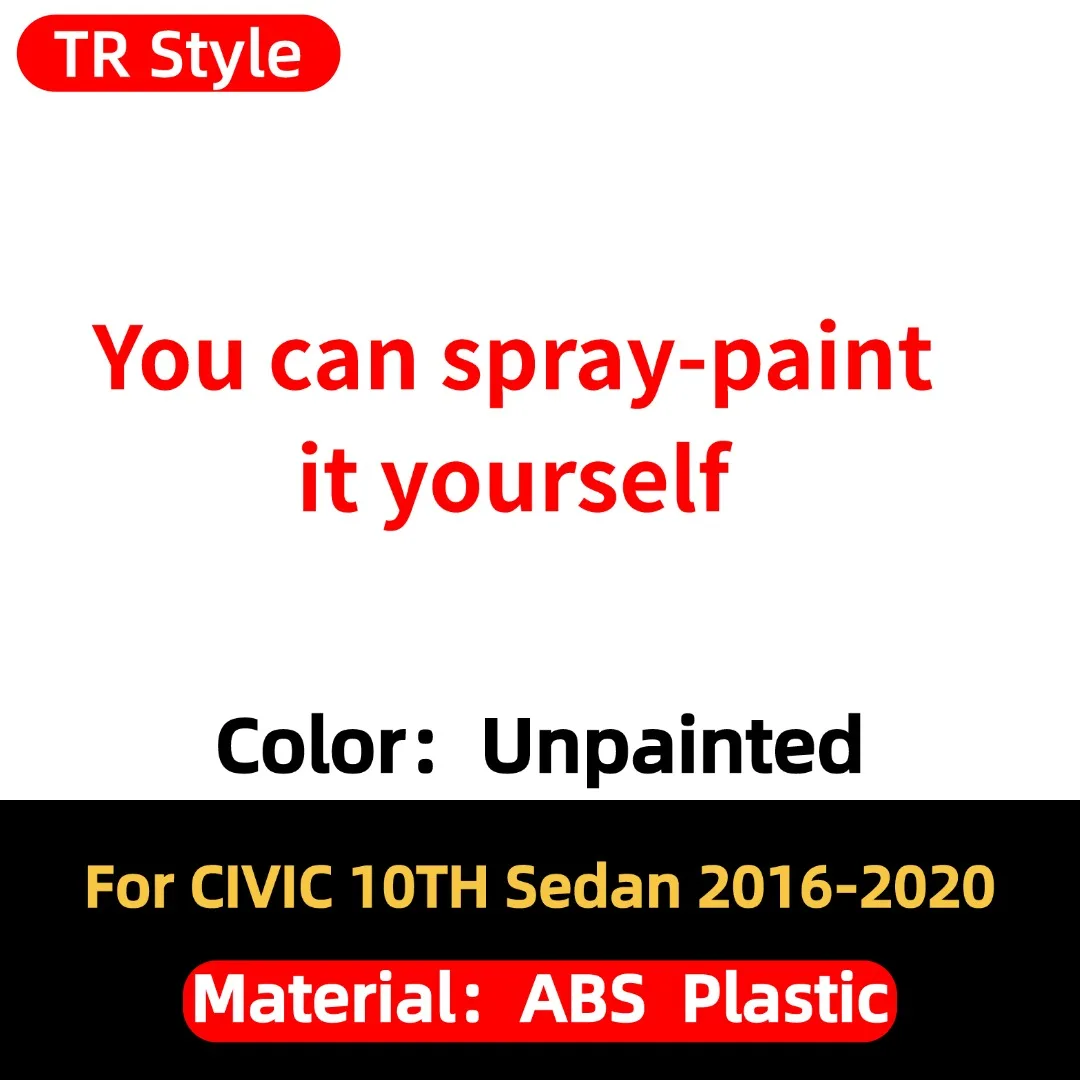 

Гоночный задний спойлер багажника, крыло, хвост, тюнинг, аксессуары, багажник, аэродинамический корпус, комплект для Honda Civic FC1, 10-й 4-дверный седан, 2016-2020