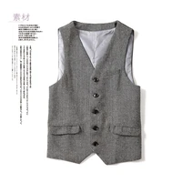 autumn and winter korean version of casual slim mens suit vest british style retro herringbone wool sleeveless jacket