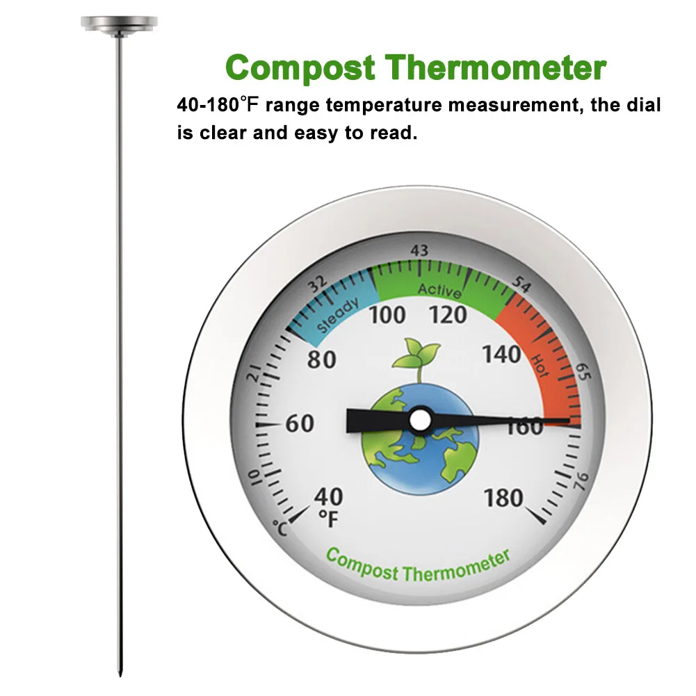 

Backyard Detector Measuring Tool Stainless Steel Garden Soil Ground Compost Thermometer Dial Display For Home Easy-to-Read
