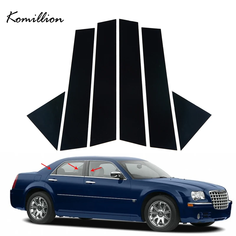 

6Pcs Car Window Pillar Posts Trims Cover Sticker Exterior Parts for Chrysler 300/300C 2005-2010 accessories كرايسلر300c قطع غيار