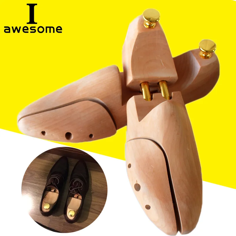 1 Pair Adjustable Shoe Trees Spring Solid Wood Men's Shoe Support Metal Knob Shoe shaping Women's Shoe's Care Stretcher Shaper