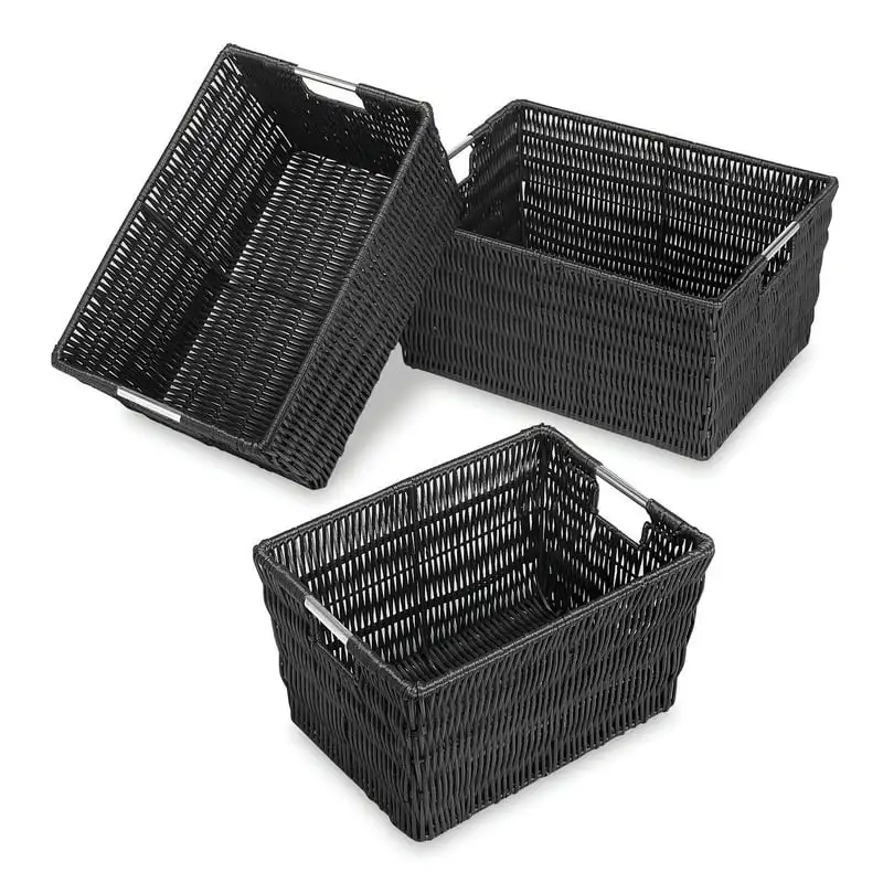

Storage Tote Baskets - Set of 3 - Black
