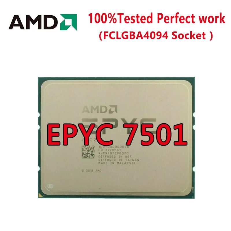 

AMD EPYC CPU 7501 2GHz, 32C/64T, 64M cache (155/170W) DDR4-2666 32Cores 64threads Socket SP3 Processor LGA4094 3.2 GHz Overclock