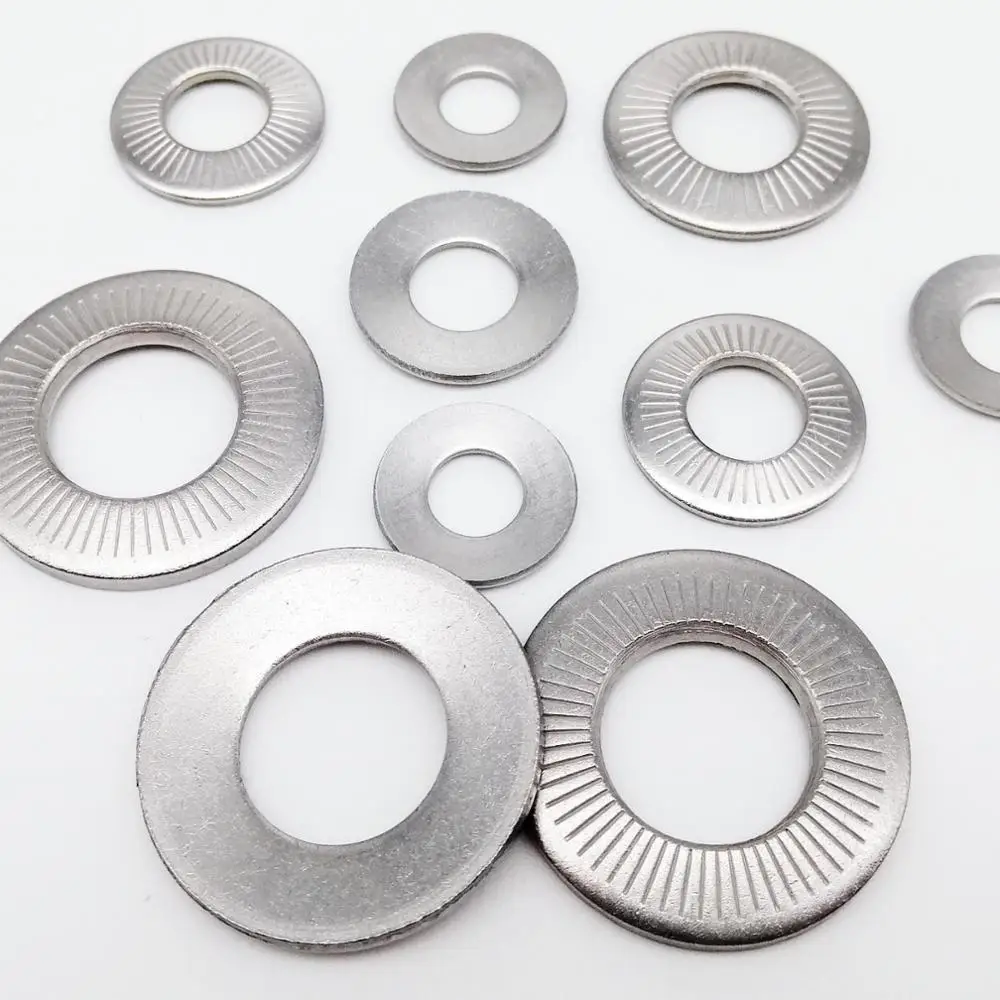 

2/50 M3 M4 M5 M6 M8 M10 M12 M16 NFE25-511 A2 304 Stainless Steel Disc Spring Serrated Lock Washer Conical Knurled Elastic Gasket