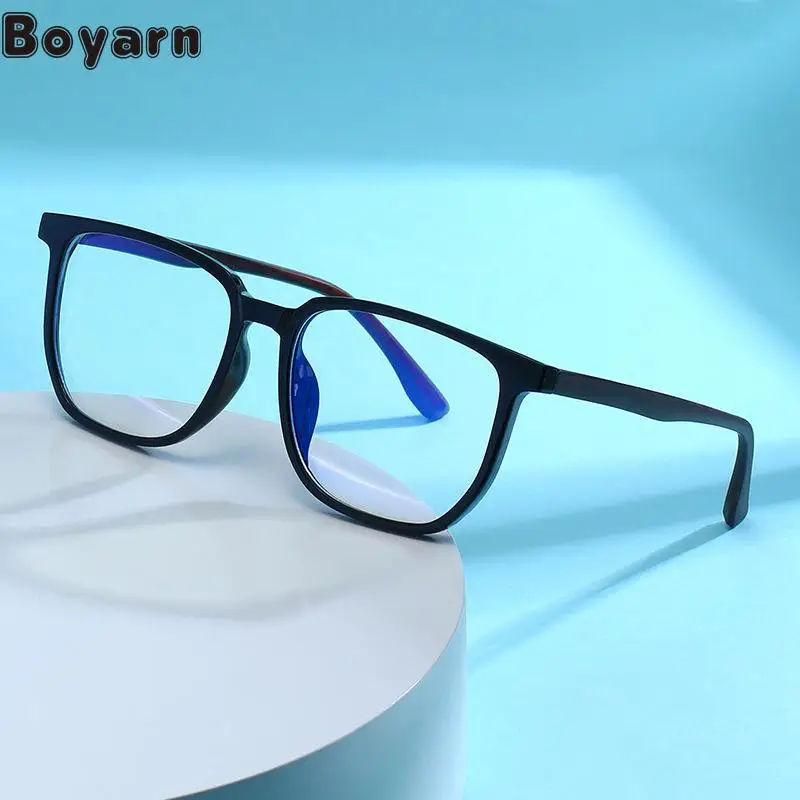 

Foreign Trade Tr90 Full Frame Men's And Women's Anti-blue Glasses Fashion Retro Wood Grain Mirror Leg Anti-ultraviolet Flat Mirr