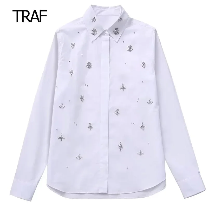 Женская блузка с отложным воротником длинным рукавом