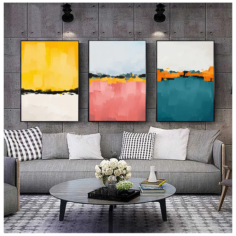 

Abstract Multi Colors Blue Yellow Canvas Oil Paintings Wall Art Picture Poster for Living Room Office Home Decoration No Frame