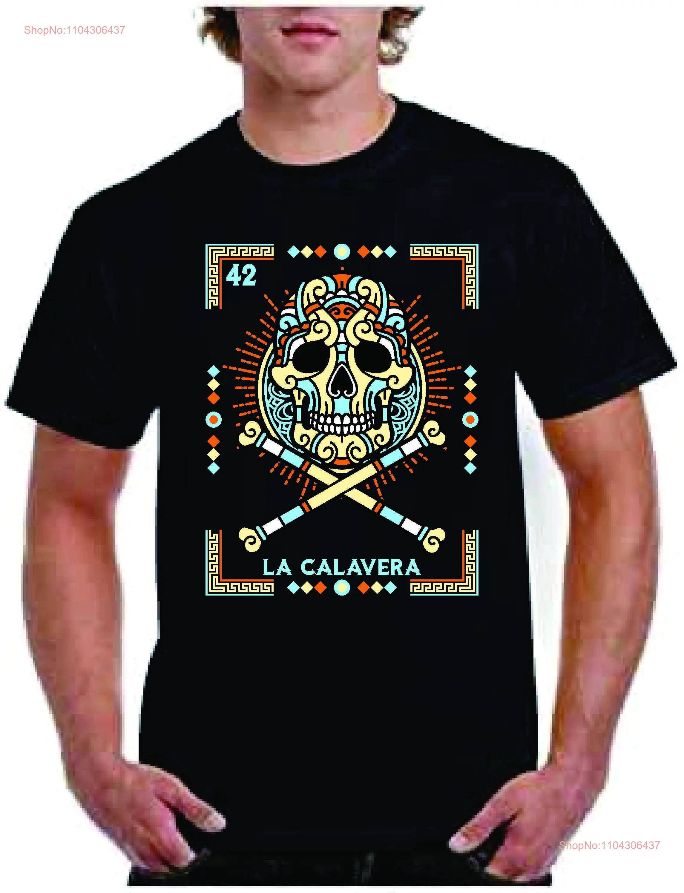 Уникальная футболка La Calavera Loteria Яркий мексиканский народный художественный