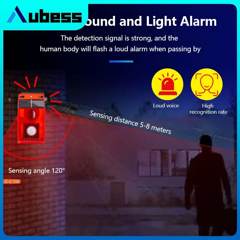 

Беспроводная лампа солнечной сигнализации Ip65 с дистанционным управлением, датчик движения, Солнечная сигнализация, светильник, водонепроницаемая лампа безопасности, уличная лампа Abs