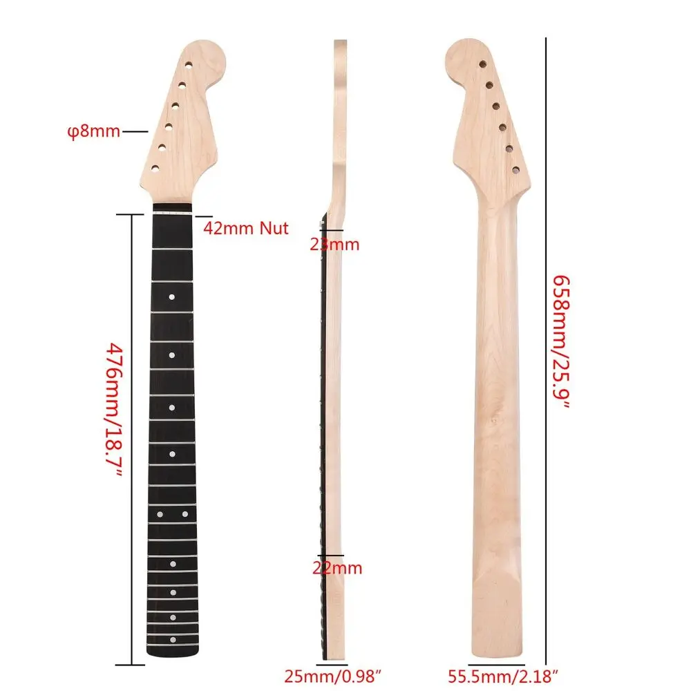 

DIY 21 Frets Electric Guitar Neck Maple Fingerboard For ST Replacement Parts