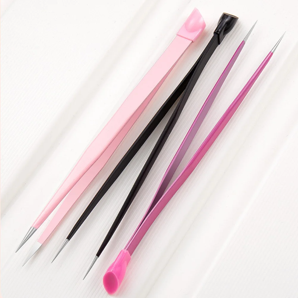 

3 Pcs Tweezers Eyelash Extensions Clip Ins Detail Nail Pick Tools Brow Picker Pen