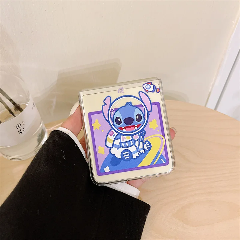 cartoon alien monster transparent phone case for samsung galaxy z flip 3 5g hard pc back cover for zflip3 case protective shell free global shipping