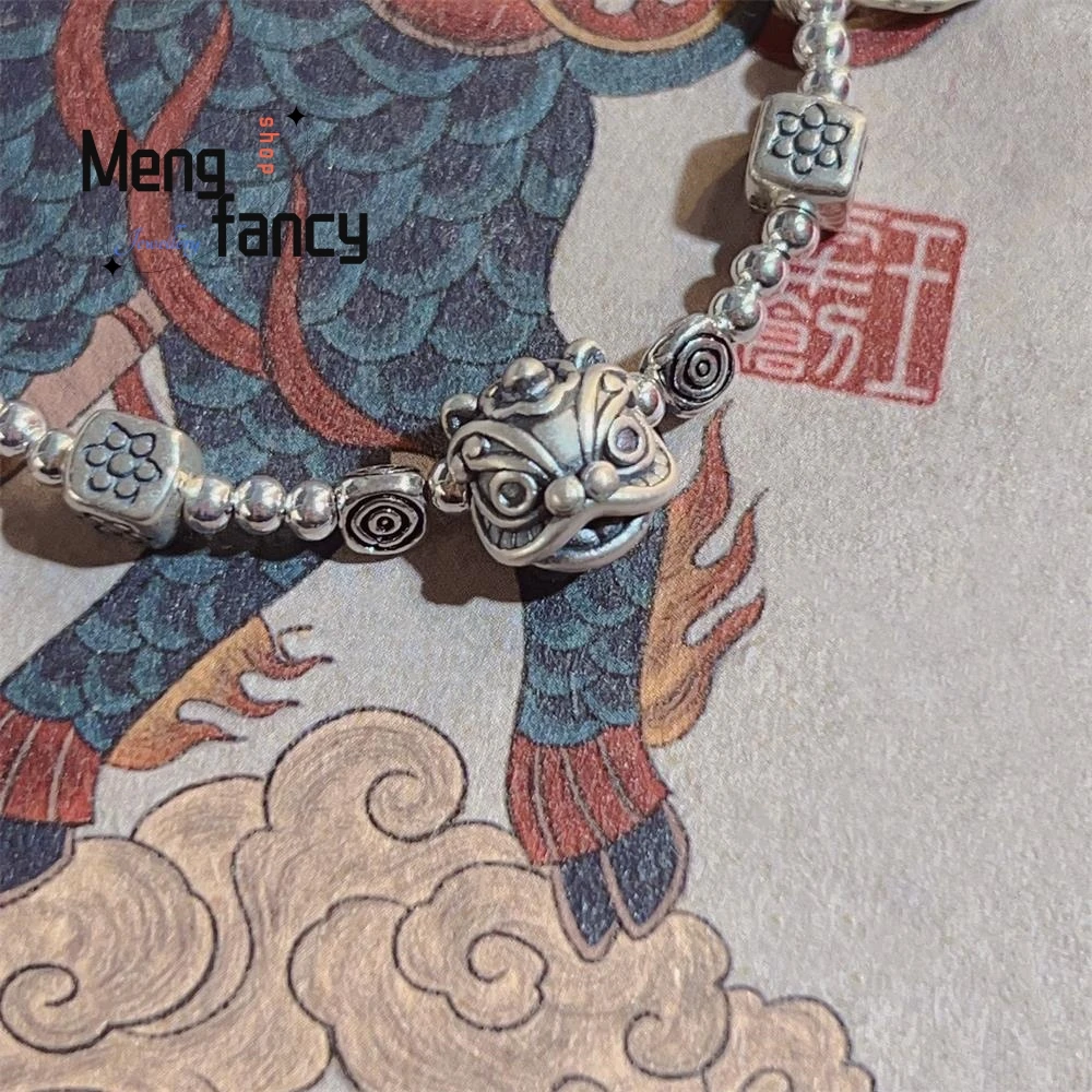 Новый модный трендовый браслет с Львом китайская Ретро парная простая