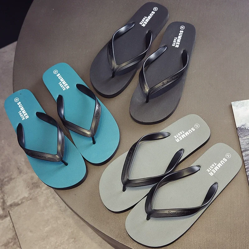 Men Summer Fashion Casual Non-slip Couple Flip Flops Breathable Beach Solid Color Comfortable Slippper