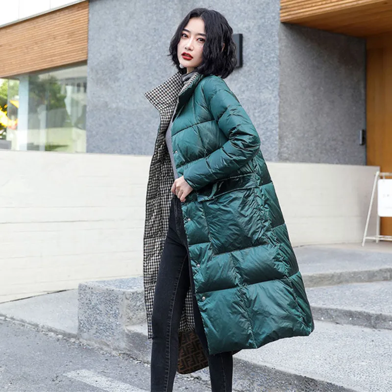 Reversible Down Jacket Women Winter Parkas 2022 Thicken Long Coats Women Down Coats Long Jacket for Women Warm Puffer Jacket