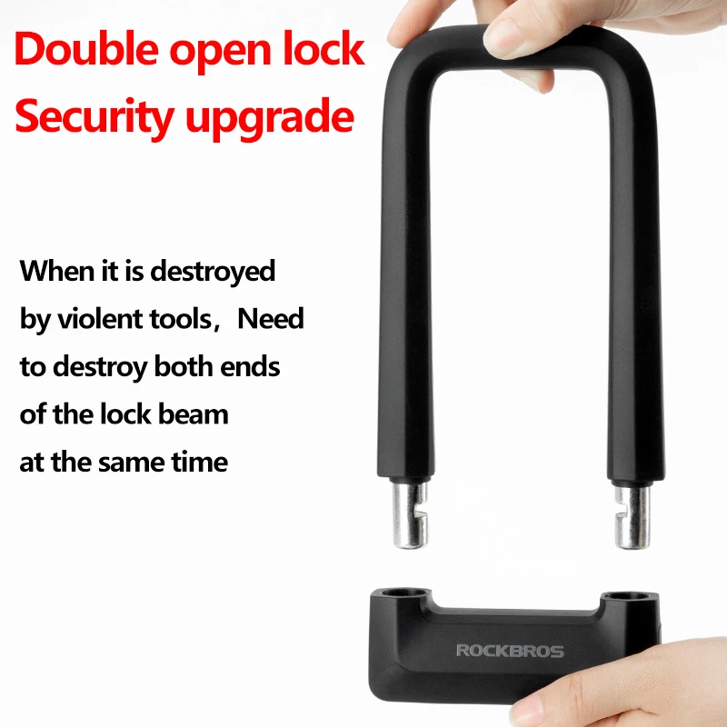 ROCKBROS Anti-theft Bicycle U Lock Set Anti-12 Tons Hydraulic Shear Safety Cable Padlock Motorcycle Scooter Bike MTB Accessories  - buy with discount