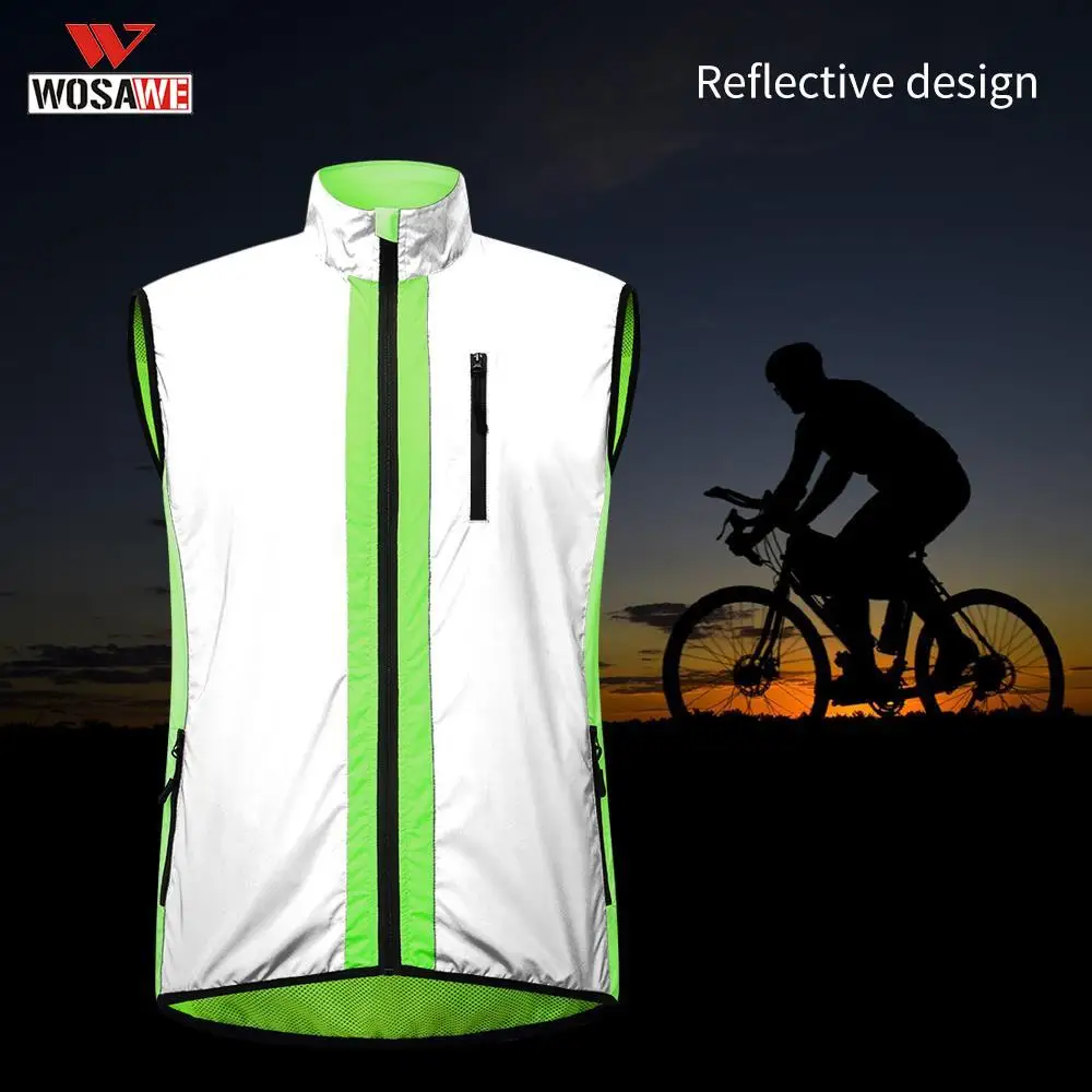 

WOSAWE Windproof Cycling Vest Rainproof Sleeveless Reflective Safety Vest MTB Bike Jacket Outdoor Sport Quick-Dry Rain Jacket