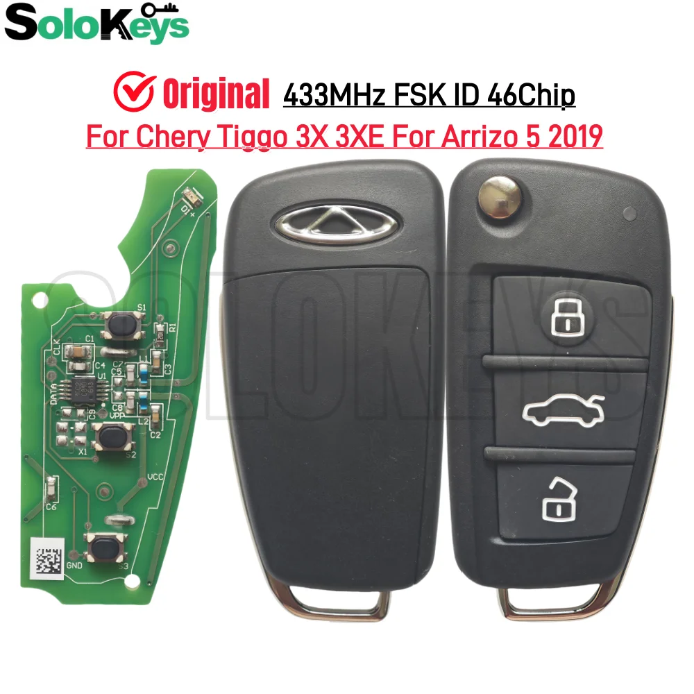 

SOLOKEYS для Chery Tiggo 3X 3XE для Arrizo 5 2019 оригинальный откидной дистанционный ключ 433 МГц FSK ID46 чип 3 кнопки
