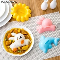 4pcs creative cute rabbit dolphins seaweed rice mold diy vegetarian food sushi bento box accessories mold baby gadgets household