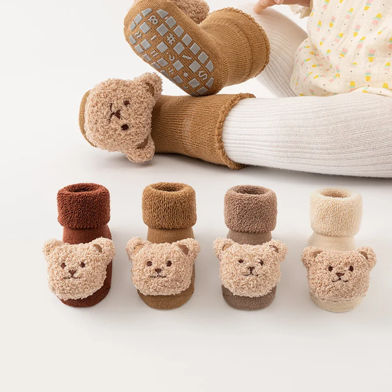 

Cute Cartoon Bear Baby Socken Newborn Winter Socks Anti-slip Kids Floor Sock Warm Knitted Children Kids Sock For Girls Boys 0-3Y