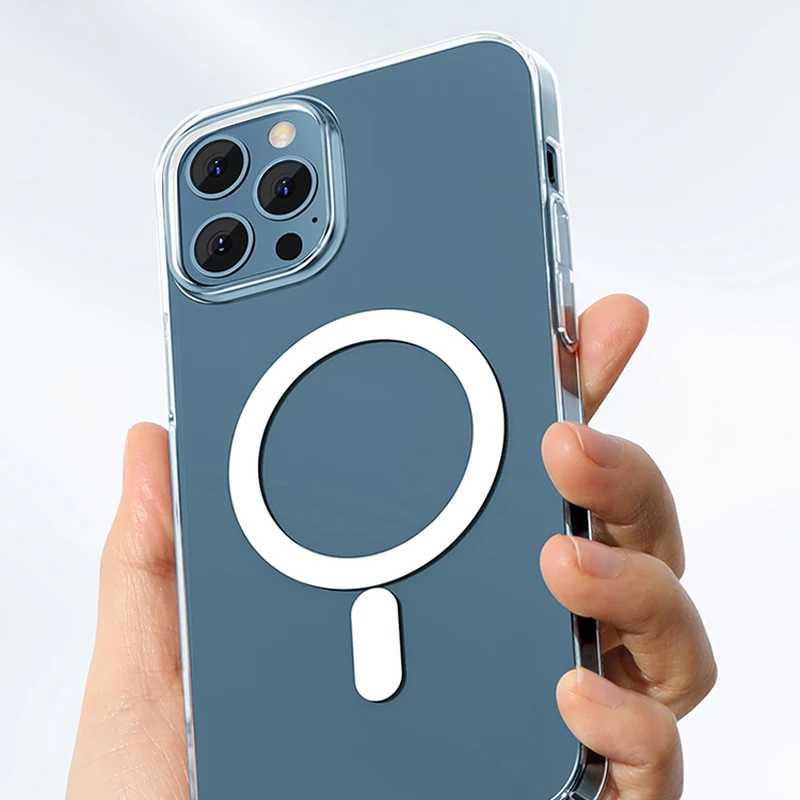 Противоударная задняя крышка для Magsafing Магнитный Тонкий жесткий прозрачный