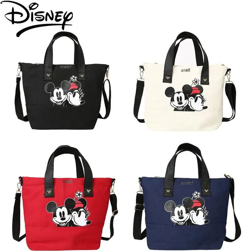 

Холщовая Сумка Disney с Микки и Минни, женская сумка через плечо, школьная сумка-мессенджер