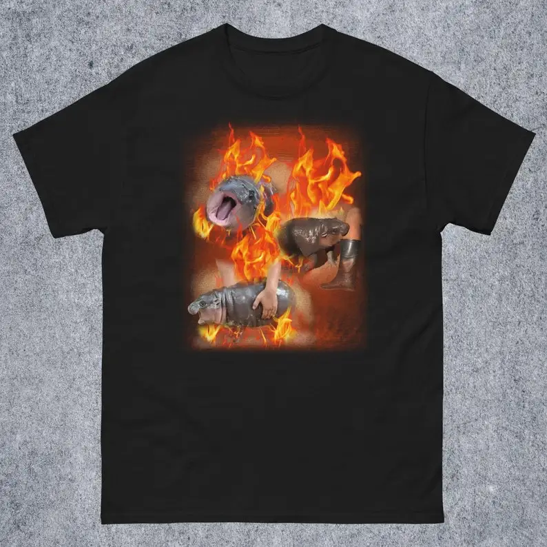 Забавная футболка Moo Deng Dank Meme в подарок для женщины и мужчины уродливые рубашки