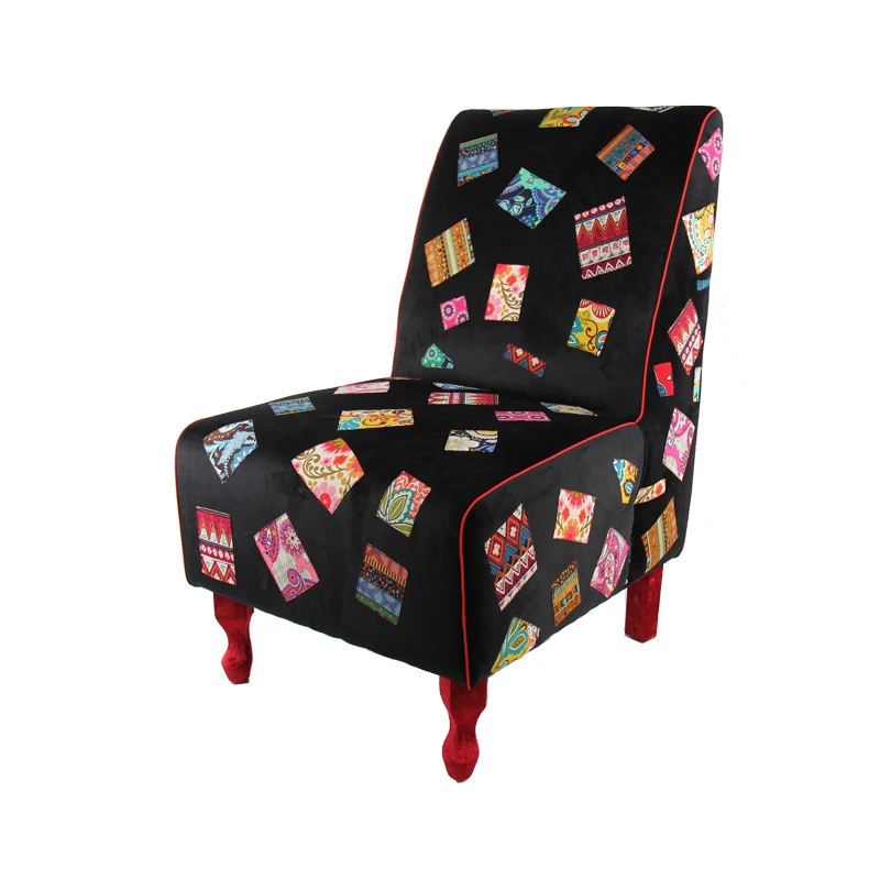 

European-style simple black patch spliced fabric sofa The whole small apartment, living room, bedroom, single seat sofa chair