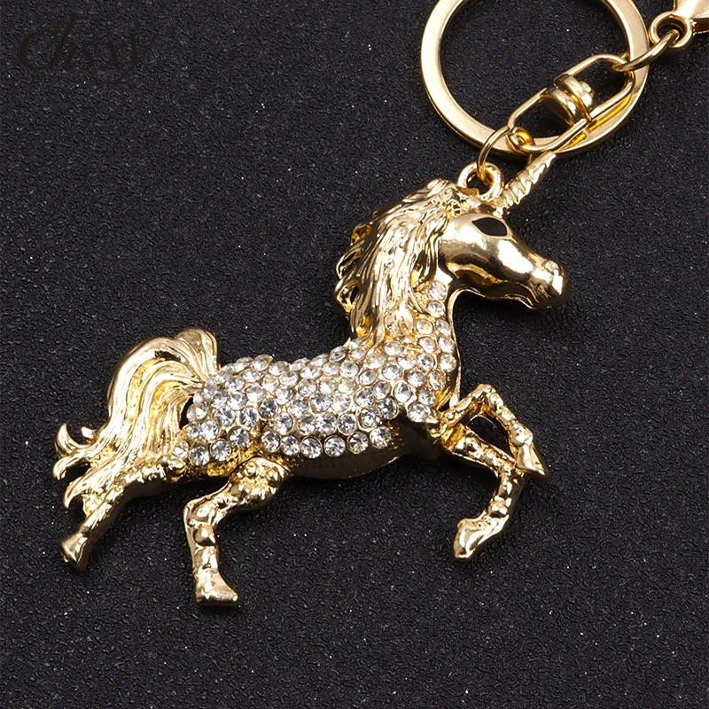 

Rhinestone Inlaid Unicorns Keychain Fashion Creative Luxury Pendants KeyRing Jewelry Car Key Women Bag Accessories Friends Gifts
