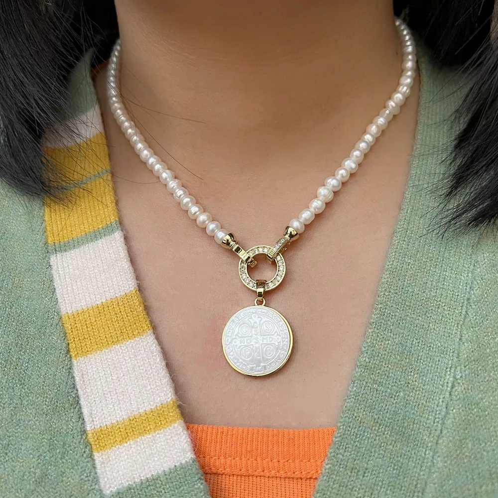 Акция! Ожерелье из натурального пресноводного жемчуга San Benito &amp Cross 21 мм ожерелье