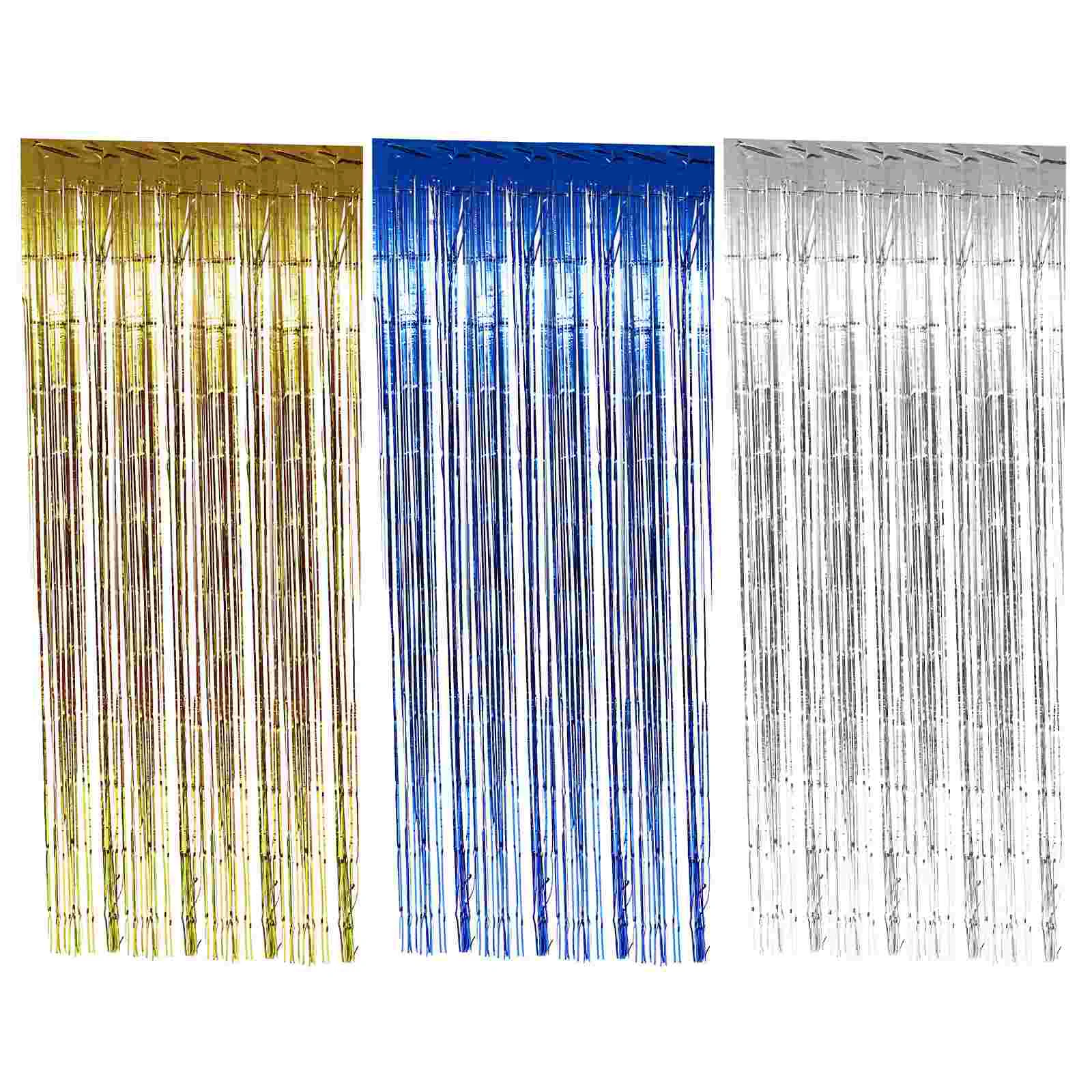 

3pcs Backdrop Curtain Ornaments Fringe Curtains for Birthday Wedding Party