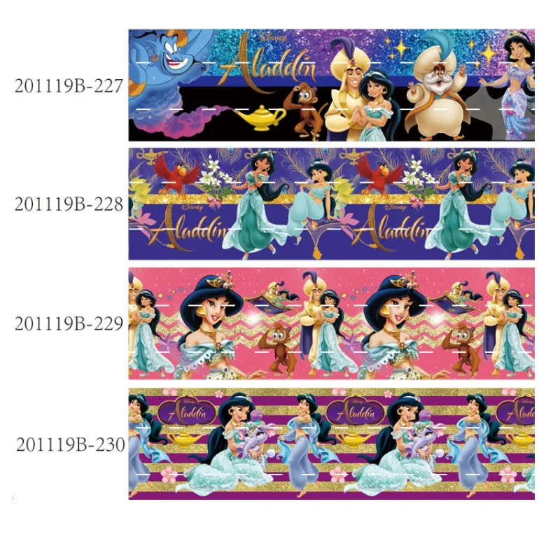 

Printed Disney Princess Alddin Cartoon Grosgrain Ribbon for Hairbows DIY 10yards Craft Supplies Wedding Handmade Materials