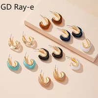 simple u shape clear resin earrings for women geometric hoop earring vintage party fashion jewelry punk multi color huge earring