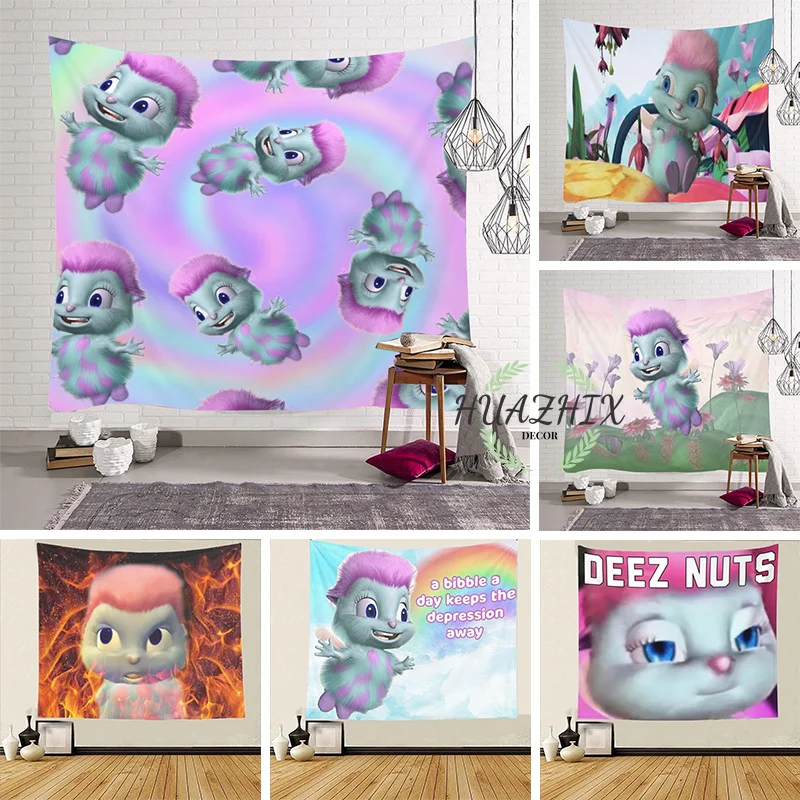 

Cartoon Bibble Gaslight Gatekeep Girlboss Meme Tapestry Wall Hanging Macrame Bedroom Aesthetic Room Decor Tapestry Home Decor