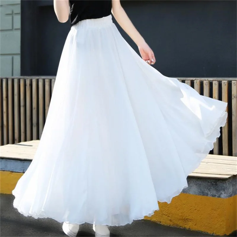 

2022 New Lady Huge Hemline Ballet Dance Costume Dancing Performance Clothing Solid Color Fast-dry Free Size Gauzy Skirt