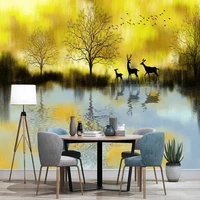 custom 3d nordic abstract elk landscape oil painting mural wallpaper for kitchen wall room decoration moisture proof wall paper
