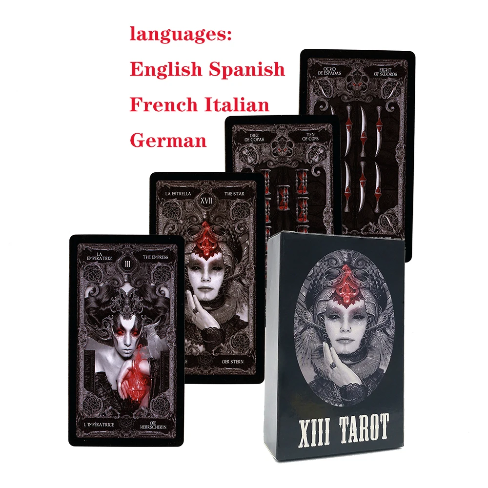 

Black Tarot Cards For Beginners English Spanish French Italian German Past Life Oracle Cards PDF Guidebook