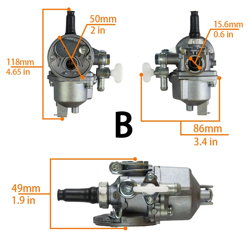 Фото Карбюратор в сборе PZ13J для триммера-кустореза Kawasaki TD33 TD40 TD43 TD48 CG400 Kaaz T200 15001-2525 №3