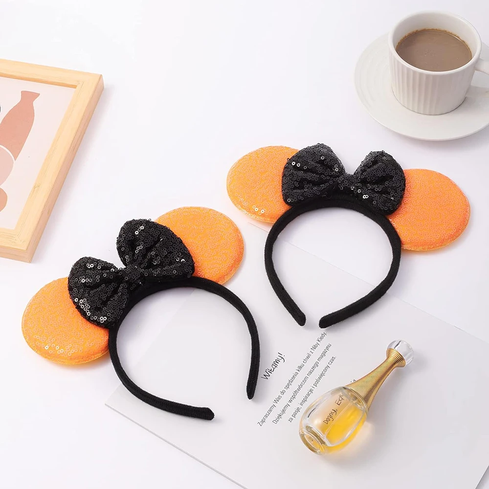 Оранжевая Черная головная повязка с ушками мыши для Хэллоуина