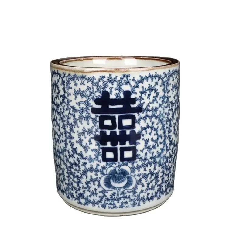 

Китайская старая фарфоровая сине-белая ручка с изображением Xi