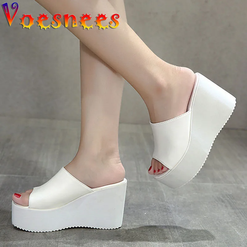 

Voesnees Women Slipper Shoes 2021 New Casual Summer Wedges Sandals Female Fashion Pure Colour Comfortable Platform High-Heeled
