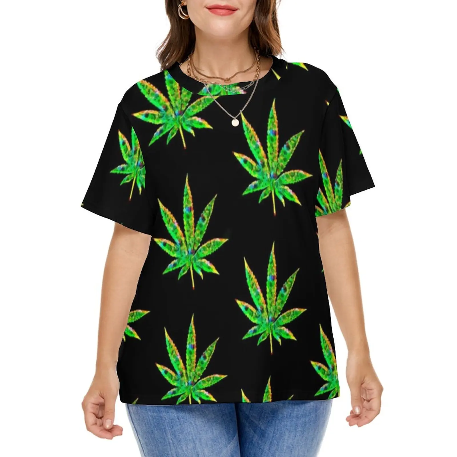 

Cannabis Rainbow Weed T Shirts Marijuana Plant T-Shirt Short Sleeve Elegant Tee Shirt Plus Size 5XL 6XL Sexy Print Tops Gift