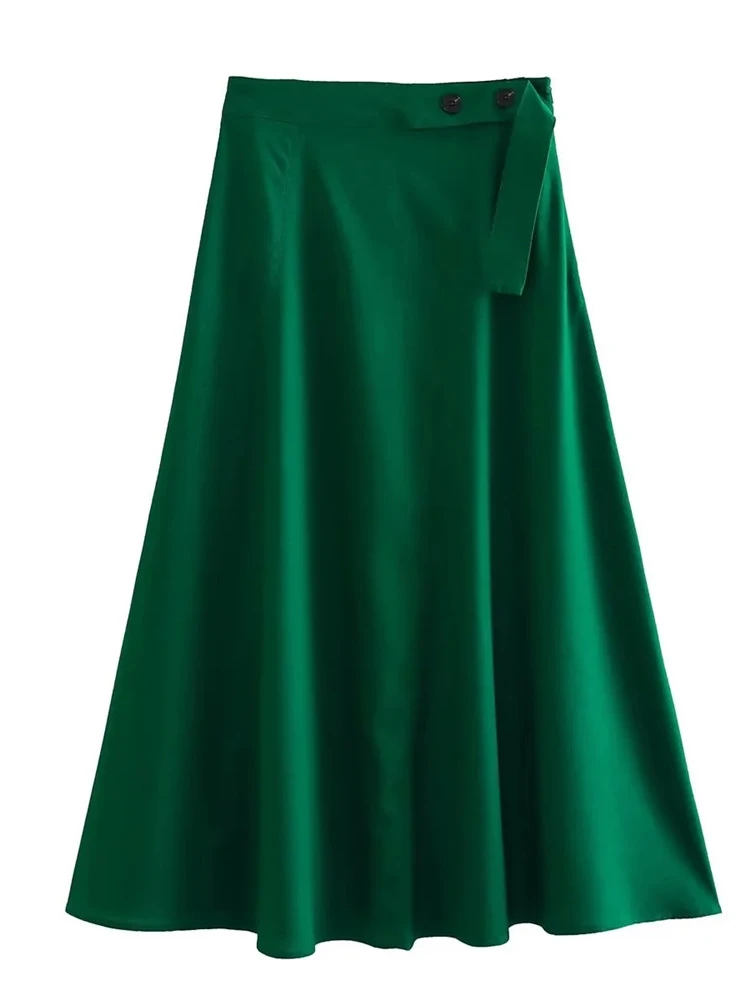 

Женская длинная юбка на молнии, Повседневная Зеленая Юбка-миди с высокой талией, прямая юбка, лето 2023