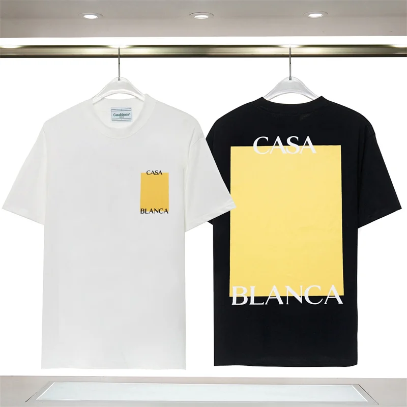 

New Casablanca T-shirt Black and White Printed Letter Oversized Logo 100% Cotton 1:1 Premium Casual Top T-shirt with Label