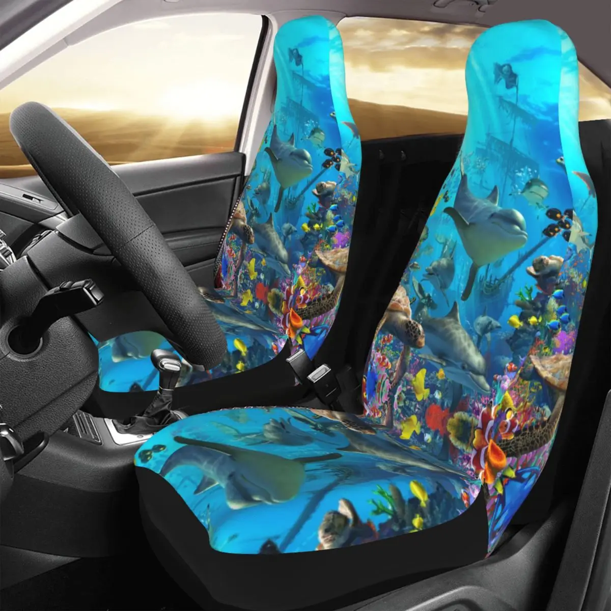 

Dolphin Playground Universal Car Seat Cover for most cars For SUV Animal Ocean Seat Cushion/Cover Fabric Fishing