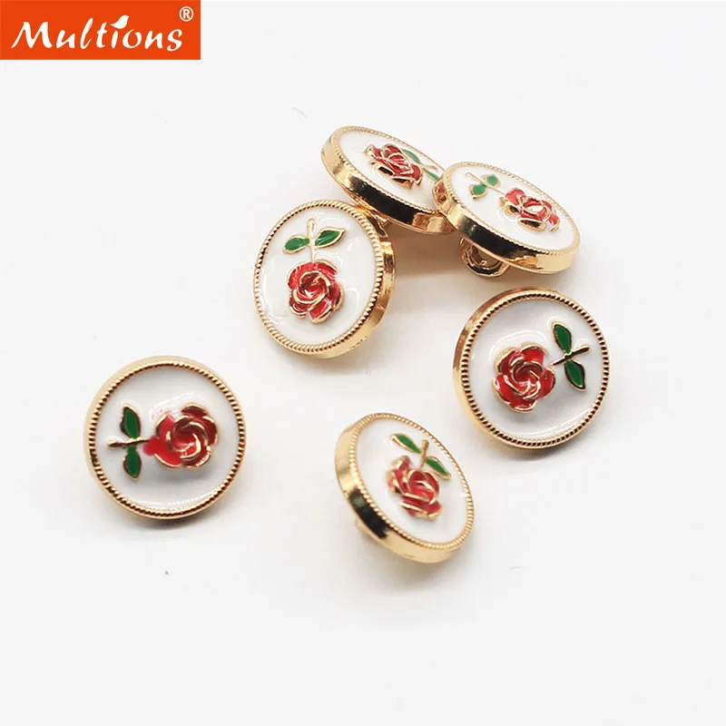 

Mini 12mm Rose Flower Button Spot Oil Metal Buttons For Clothing DIY Sewing Accessories Top Shirt Cuff Collar Button