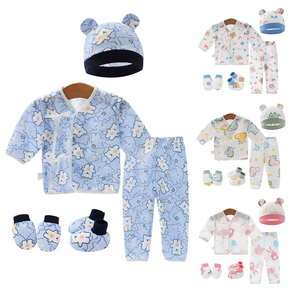 

1Set Newborn Infant Kids Baby Boy&Girl T-shirt Tops+Pants+Hat+shoes Outfits Cotton Casual Autumn Toddler Clothes Set 0-6 Months